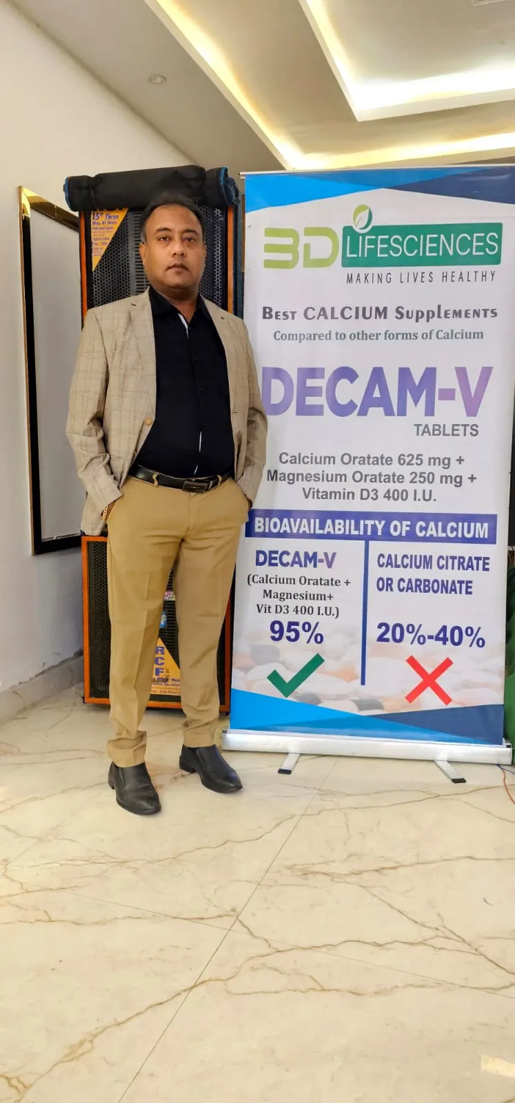 Presenting Decam-V's calcium bioavailability advantage on-site